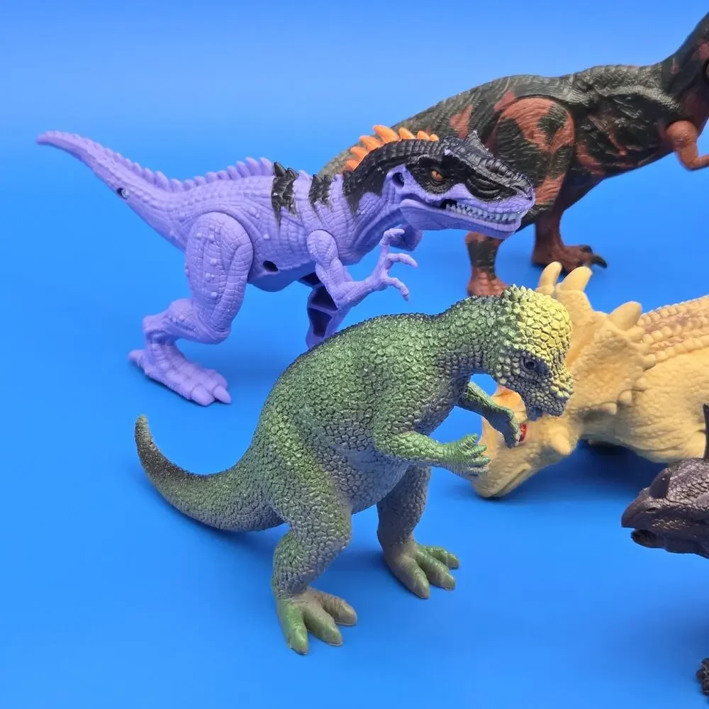 Lot of 8 Dinosaur Toys Figures T-Rex Triceratops Stegosaurus Raptor Mixed Brands